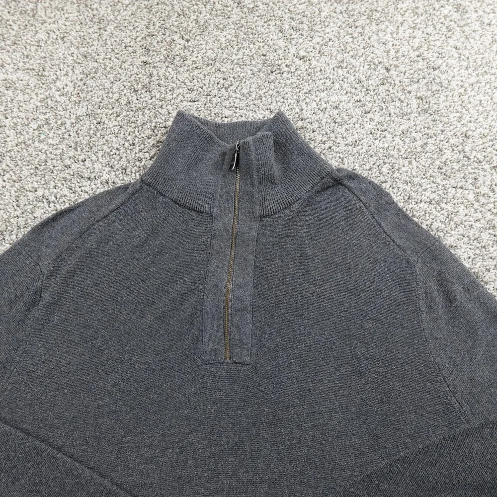 Banana Republic Sweater Mens L Gray Knit 1/4 Zip Mock Neck Pullover Sweatshirt‎
